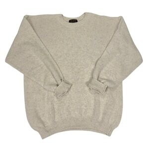 Vintage Brooks Brothers Linen Blend England Sweater Men Beige Vtg Crewneck Small